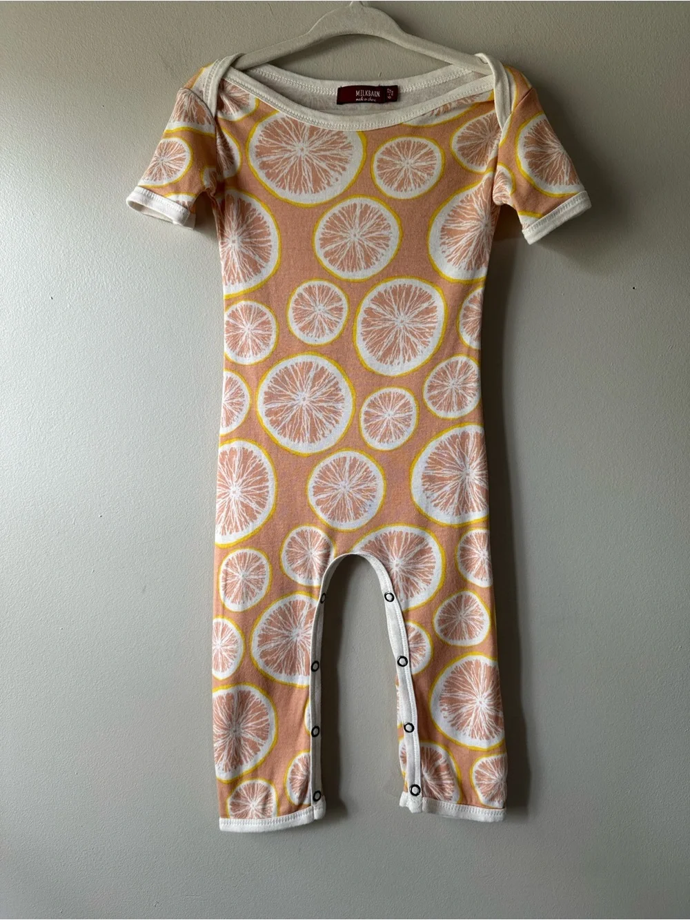 milkbarn Grapefruit Citrus Baby Organic Cotton Bodysuit Size 6-12 Mo